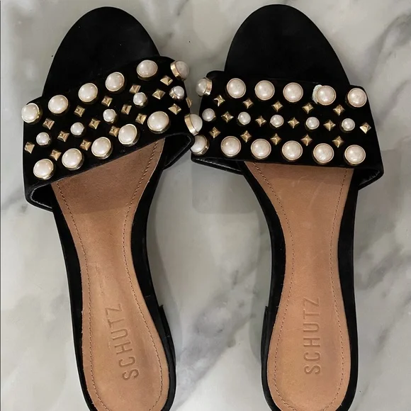 Schutz Pearl Slides-LIKE NEW - Picture 2 of 4